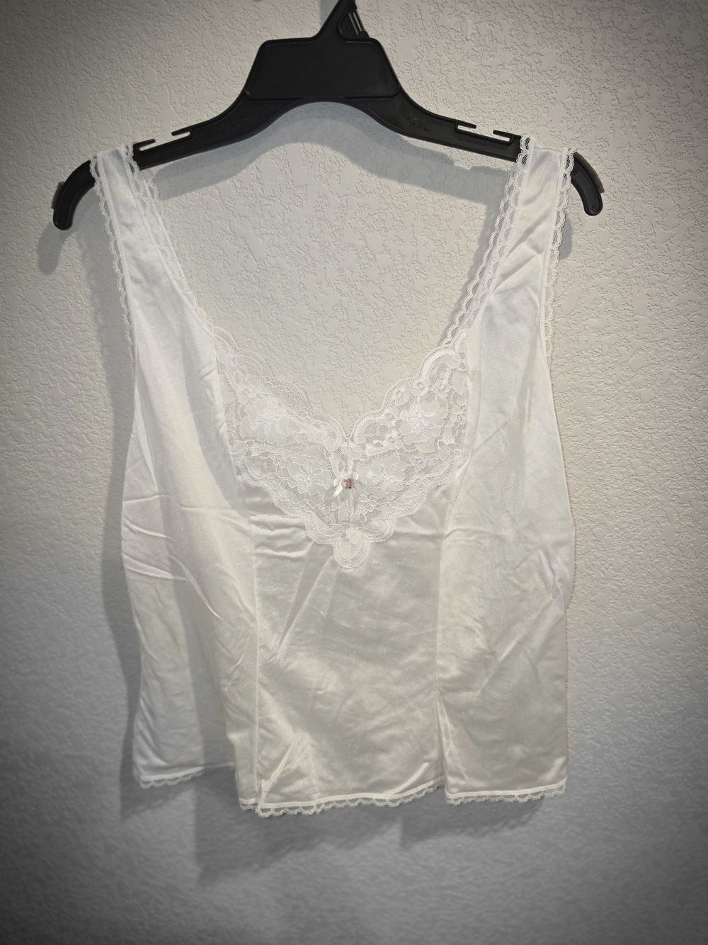 Vintage Ashley Taylor White Lace Trim Camisole Slip Top Size XL